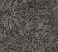 Livingwalls Wallpaper Black Grey Jungle Wallpaper 395606 Non-Woven Wallpaper Floral with Subtle Metallic Effect in Silver Gold 10.05 m x 0.53 m