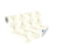 Livingwalls Wallpaper DESIGNDROP - precovered Non-Woven Wallpaper Art Deco in Cream, Gold - 10,05m x 0,53m - Wallpaper with 3D Effect for Living Room - 784941