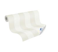 Livingwalls Wallpaper DESIGNDROP - precovered Non-Woven Wallpaper Stripes in Beige, White - 10,05m x 0,53m - Stripe Wallpaper Country House for Various Rooms - 787217