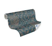 Livingwalls Wallpaper DESIGNDROP - precovered Non-Woven Wallpaper with Floral Pattern in Petrol, Gold, Beige - 10,05m x 0,53m - Wallpaper with Leaf Motifs - 784951