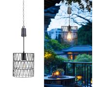 Livinlarge Battery Operated Chandelier, Battery Hanging Pendant Light with 6 Hours Timer,Outdoor Indoor Pendant Chandelier Waterproof Lamp Lantern for Gazebo Porch Garden Patio Livingroom Decorative