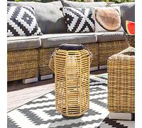 Livinlarge Solar Lantern Outdoor Hanging Lights, Rattan Lantern Waterproof with Twine Handle, Bright Solar Outdoor Lights with Edison Bulb for Garden Patio Yard Tabletop Decoration