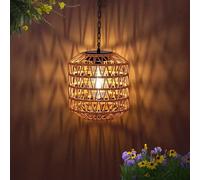 Livinlarge Solar Pendant Light Outdoor,Hanging Solar Lantern with Edison Bulb,Boho Chandelier Lamps IP44 Waterproof for Gazebo Tree Porch Yard Porch Patio Garden Backyard Decorative