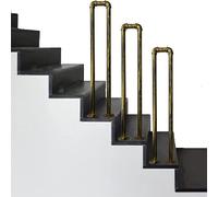 LIVINQ Gold-Copper Handrail for Indoor Outdoor Steps, Front Porch Hand Rail with Installation Kit, Floor Mount Exterior Stair Railing Wrought Iron Balustrade for Villa Loft (Size : 3.3ft/100cm)