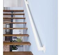 LIVINQ White Handrail for Stairs - Complete Kit,Staircase Banister Railing for Outdoor Steps or Indoor,White Square Hand Grab Rail with Metal Wrought Iron Wall Support (Size : 5ft/150cm)