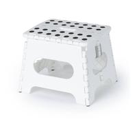 LIVIVO 9" Folding Step Stool - Lightweight Foldable Step Stool for Adults and Kids, 150kg Capacity Folding Stool with Carry Handle for Easy Storage, Small Foldable Stool for Kitchen, Bathroom - White