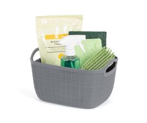 Livivo 11L Grey Woven Storage Basket With Handles Household Organiser