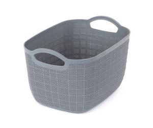 Livivo 17L Grey Woven Storage Basket With Handles Household Organiser