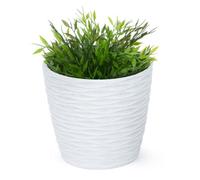 Livivo 18Cm Plastic Plant Pot White Planter For Medium Houseplants