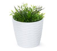 LIVIVO 18cm Plastic Plant Pot White Wave Design LIVIVO White