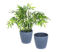 Livivo 18Cm Plastic Plant Pots - Set Of 2 In Grey Grey One Size