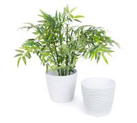 LIVIVO 18cm Plastic Plant Pots - Set of 2 in White LIVIVO White