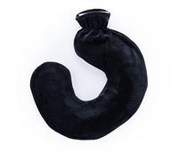 LIVIVO 1L Neck & Shoulder U-Shaped Hot Water Bottle - Soft Fleece Cover Hot Water Bag for Winter Warmth, Pain & Stress Relief - Removable Washable Sleeve and Leakproof Screw Cap - Black