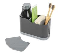 LIVIVO 2-in-1 Sink Caddy and Foam Soap Dispenser, Kitchen and Bathroom Storage, Adjustable Storage Caddy (Black)