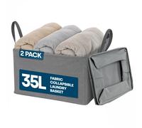 LIVIVO Collapsible Laundry Storage Bag 2 Pack Space Saving Organization Grey