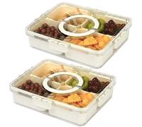 LIVIVO 2 Pack Snack Box with 4 Removable Trays