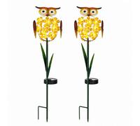 Livivo 2 Pack Solar Owl Garden Lights Led Pathway Lawn Stake Lights