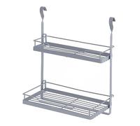 LIVIVO 2 Tier Hanging Storage Shelf Rack For for Spices Herbs Condiments Seasoning Kitchen Rail Plates Bowl Tumbler Glasses Utensil Cutlery Knives Pots Paper Towel (2 Tier Spice Rack, Grey)