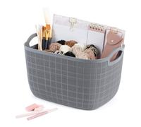 Livivo 25L Grey Woven Storage Basket With Handles Household Organiser