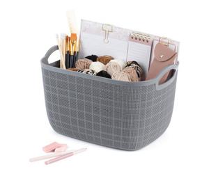 Livivo 25L Grey Woven Storage Basket With Handles Household Organiser
