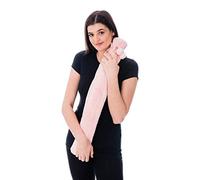 LIVIVO 2L Extra Long Hot Water Bottle with Soft, Removable and Washable Fleece/Knitted/Faux Fur Cover - Giant Size Ideal for Full Body (Pink with Pom-Pom)