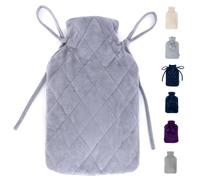 LIVIVO 2L Hot Water Bottle with Cover UK - Large Thermoplastic Hot Water Bottles for Adults Winter Warmth & Stress Relief - Warm Hot Water Bag, Removable Washable Cover, Leakproof Screw Cap - Grey