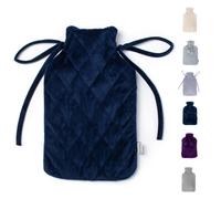 LIVIVO 2L Hot Water Bottle with Cover UK - Large Thermoplastic Hot Water Bottles for Adults Winter Warmth & Stress Relief - Warm Hot Water Bag, Removable Arran Knit Cover, Leakproof Screw Cap - Navy