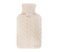 LIVIVO 2L Hot Water Bottle with Arran Knit Cover - Large Thermoplastic Hot Water Bag for Winter Warmth, Pain & Stress Relief - Removable Washable Sleeve and Leakproof Screw Cap - Cream Knit