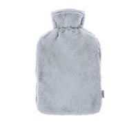 LIVIVO 2L Hot Water Bottle with Faux-Fur Cover & Hand Pockets - Large Thermoplastic Hot Water Bag for Warmth, Pain Relief & Cosy Comfort - Machine Washable Sleeve - Grey