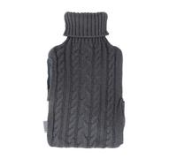 LIVIVO 2L Hot Water Bottle with Knit Cover & Hand Pockets - Large Thermoplastic Hot Water Bag for Warmth, Pain Relief & Cosy Comfort - Machine Washable Sleeve - Grey
