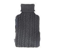 LIVIVO 2L Hot Water Bottle with Knit Cover & Hand Pockets - Large Thermoplastic Hot Water Bag for Warmth, Pain Relief & Cosy Comfort - Machine Washable Sleeve - Grey