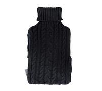 LIVIVO 2L Hot Water Bottle with Insulating Cover and Pockets for Hands - Keep Cosy and Warm (Black Knit)