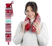 LIVIVO 2L Extra Long Hot Water Bottle with Cover UK - Large Hot Water Bottles for Adults Winter Warmth & Stress Relief - Warm Hot Water Bag, Removable Weave Cover, Leakproof Screw Cap - Christmas