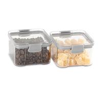 LIVIVO 2pc Airtight Food Storage Containers Set - BPA Free Plastic Snack & Lunch Boxes with Clip Lock Lids - Stackable Space-Saving Kitchen Organiser for Cereal, Pasta, Rice, Soup, Snacks - 460ml