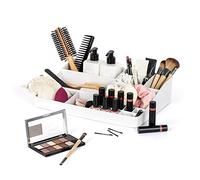 LIVIVO 3 & 5 Drawer Compact Desk Tabletop Multipurpose Makeup Stationary Stackable Organiser Top Compartment For Brushes Pencils For Perfume Jewellery Creams (Top Compartment (25.7x8x34.1))