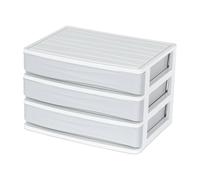 LIVIVO 3 Drawer Compact Desktop Organiser Storage Unit in Light Grey | Size: Medium