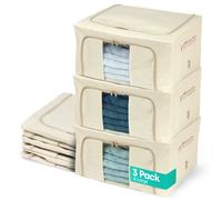 LIVIVO 3 Pack Clear Window Organiser and Steel Frame Foldable Storage Bags