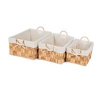 LIVIVO 3 Piece Seagrass Woven Natural Basket, Natural Decorative Baskets for storage Perfect for Clothing, Toys, Towels, Indoor & Outdoor Organiser