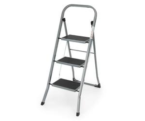 Livivo 3 Step Folding Ladder Steel Frame Step Ladder With Handrail, Anti-Slip Steps & 150Kg Capacity Slim Portable Ladder