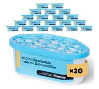 FineWay 300ml Disposable Interior Dehumidifiers - 20-Pack Moisture Absorber - Helps Stop Damp, Mildew, Mould and Condensation - Ideal Dehumidifier for Home, Kitchen, Wardrobe, Caravan, Garage