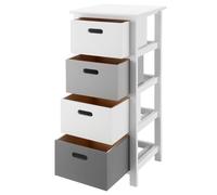 LIVIVO 4 Drawer Storage Cabinet Elegant Grey White Unit Paulownia Wood LIVIVO White