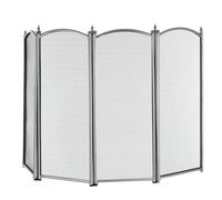 LIVIVO 4-Panel Fireplace Screen - Freestanding Decorative Mesh Fire Guard for Wood Burning Stoves, Log Burners, Open Fires - Spark Protector for Indoor & Outdoor Use (Nickel Finish)