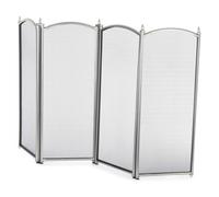 Livivo 4 Panel Fireplace Screen Freestanding Nickel Finish Decorative Mesh Fire Guard Spark Protector For Stoves Burners