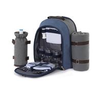 Livivo 4 Person Large Insulated Picnic Bag With Tableware Set In Blue Blue One Size