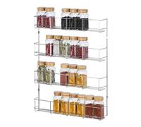 LIVIVO 4 Tier Cabinet Door Spice Rack - 40cm Large Capacity Wall Mounted Spice Rack for Inside Cupboard - Stylish Wall Spice Rack Wall Mounted for For Pantry Kitchen Condiments (Chrome)