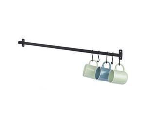 Livivo 5 Hook Pots And Pans Hanging Rail Rack - Wall Mounted Pot Hangers For Your Kitchen - (Black/79 Cm)