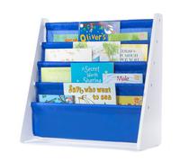 LIVIVO 5-Tier Children Sling Bookcase with Fabric Shelves - Wooden Storage Rack in Blue LIVIVO Blue