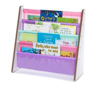 LIVIVO 5-Tier Children Sling Bookcase with Fabric Shelves - Wooden Storage Rack in Pink LIVIVO Pink