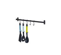 (HANGING STORAGE RAIL 50CM - BLACK) LIVIVO Kitchen Saucepan Lid Hooks Tool Utensils Holder Hanging Rail Rack Wall Mounted