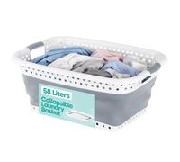 LIVIVO 58L Collapsible Laundry Basket - Large Folding Pop Up Washing Basket | Space-Saving Laundry Basket Collapsible with Handles - Multipurpose Foldable Wash Basket for Sorting, Drying (Grey)